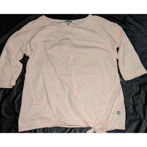 T by Talbots Pink Heathered 3/4 Sleeve Tie Front Top Shirt Size S